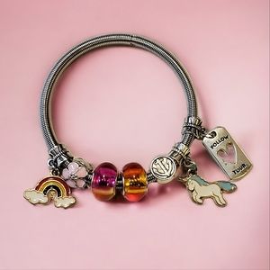 🩷 3 for $20 Stretchy Charm Bracelet with Enamel Charms and Glass Beads